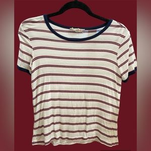 Pink Republic White, Red, and Navy Striped Short Sleeve Top Women’s Size S